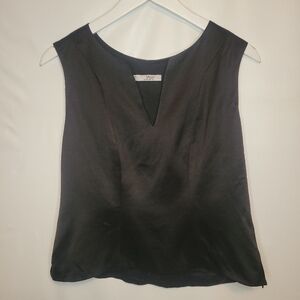 JAX Black V-Notch Sleeveless Lustrous Shell Top